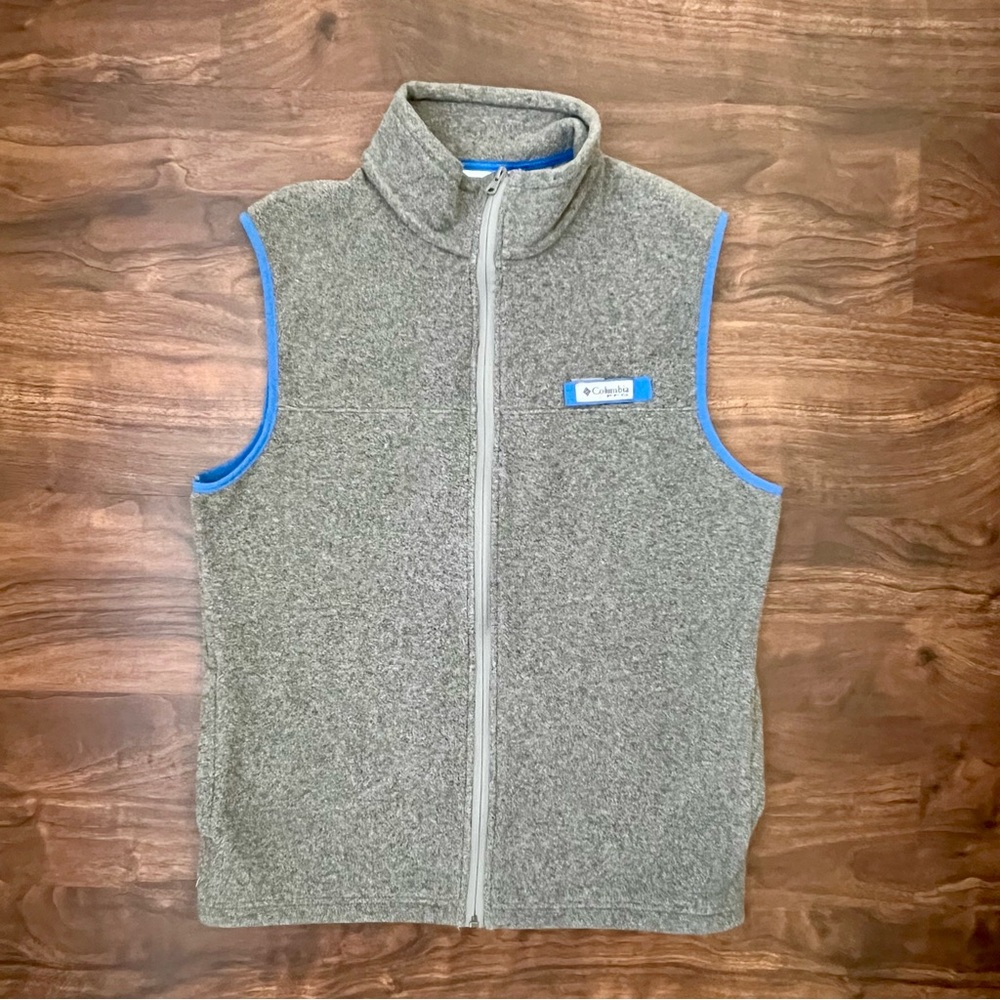 Columbia PFG Sleeveless Vest Gray Fleece Sportswear Fishing Camping Hiking Sz S